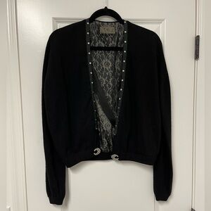 Pringle Black Cardigan with Lace Detail